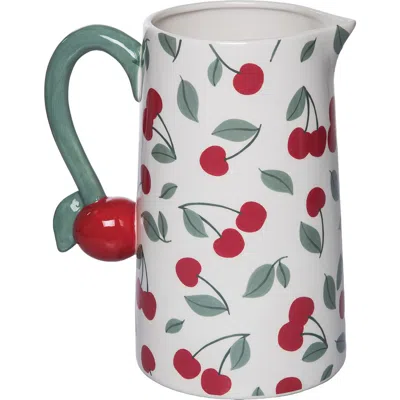 Transpac Dolomite Cherry Pitcher Multicolored For Spring Serving And Entertaining