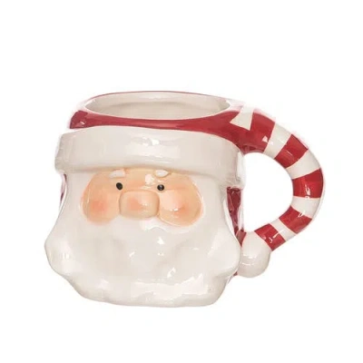 Transpac Dolomite Christmas Sculpted Santa Mug Multicolor Festive Decor In White