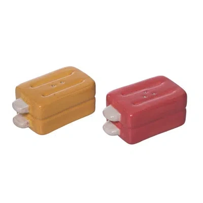 Transpac Dolomite Double Sticks Popsicles Salt And Pepper Set Of 2, Salt And Pepper Shaker, Red, Ceramic, Tab