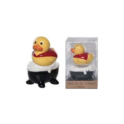 Transpac Dolomite Dracula Duck In Bath Salt And Pepper Set Of 2, Salt And Pepper Shaker, Black, Ceramic, Tabl