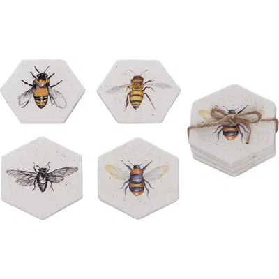 Transpac Dolomite Honeycomb Coasters Set Of 4 Multicolored For Spring Serving And Entertaining