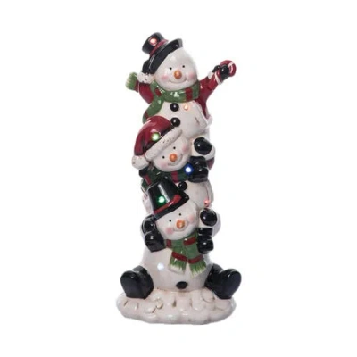 Transpac Dolomite Light Up Stacked Snowmen Decor With Music For Christmas In Multi