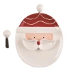 Transpac Dolomite Multicolor Christmas Gnome Santa Chip And Dip Set In White