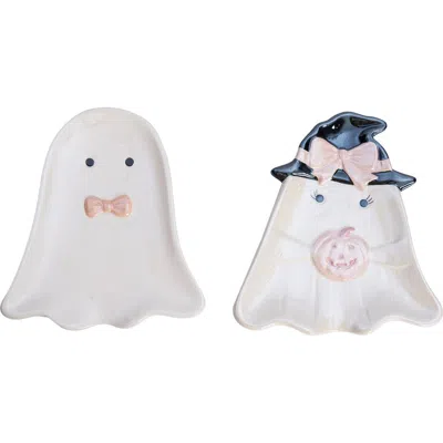 Transpac Dolomite Pearlized Bow Tie Ghost Spoon Rest Halloween Dishware In White