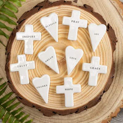 Transpac Dolomite Spring Encouraging Pocket Stones In White