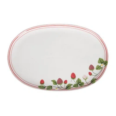 Transpac Dolomite Strawberry Platter Ceramic Serving Platter For Spring Indoor Use Gift Giving And E In Multi