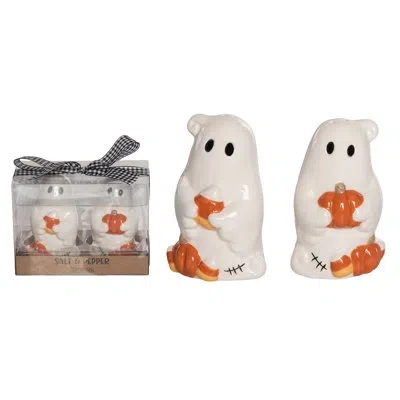 Transpac Dolomite Vintage Ghost Salt And Pepper Shaker Set Of 2 Ceramic Halloween Decor For Tabletop Indoor U In White