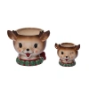 Transpac Dolomite Vintage Reindeer Snack Bowls Set Of 2 For Christmas In Multi