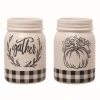 Transpac Dolomite White Autumn Buffalo Check Jar Set Of 2 In White