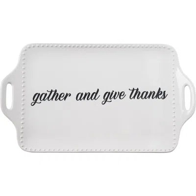 Transpac Dolomite White Harvest Give Thanks Serving Tray For Fall