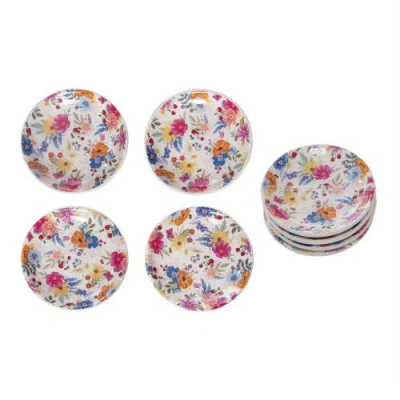 Transpac Dolomite Wildflower Dip Bowl Set Of 4 Multicolored For Spring Serving And Entertaining