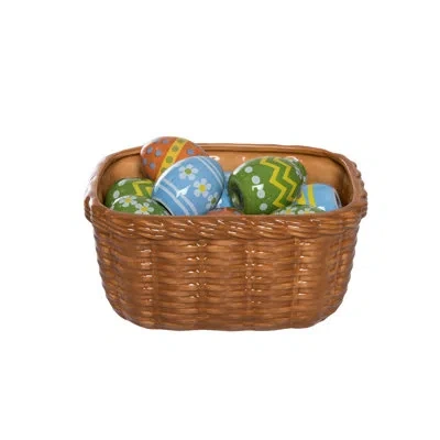 Transpac Easter Dolomite Easter Egg Ceramic Salt And Pepper Set In Brown