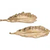 Transpac Fall Harvest Gold Ceramic Decorative Leaf Plates In Gold