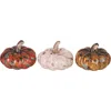 Transpac Fall Harvest Orange Pumpkin Glass Tabletop Figurine Set Of 3 In Multi
