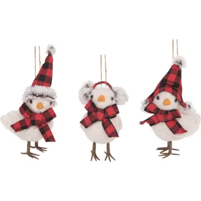 Transpac Felt Plaid Chick Ornaments Set Of Christmas Home Decorations In Multi
