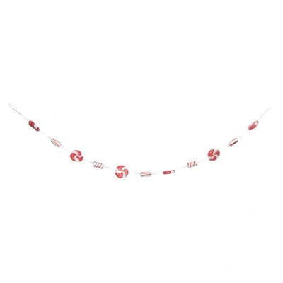 Transpac Festive Foam Peppermint Garland - Artificial Christmas Tree Garland In Red For Indoor Decoration, Pe In White;red