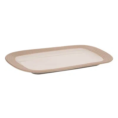 Transpac Floral Boutique Platter In Beige;white