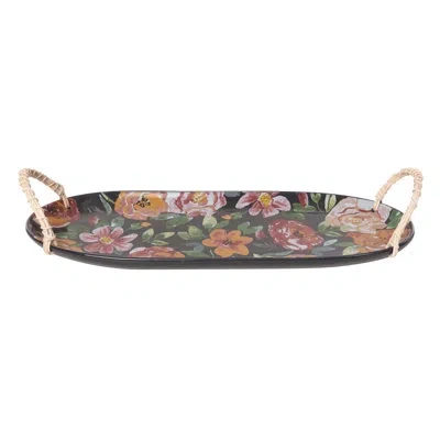 Transpac Floral Boutique Tray In Black;green;red;yellow