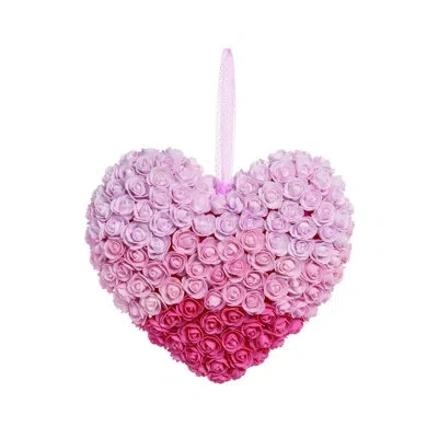 Transpac Foam 25 In. Pink Spring Rose Heart Shaped Wreath