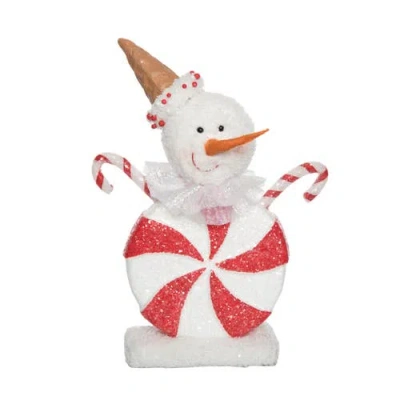 Transpac Foam Peppermint Snowman Decorative Figurine For Christmas In Multi