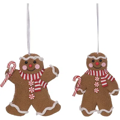 Transpac Gingerbread Christmas Ornament Set Of 2 In Brown