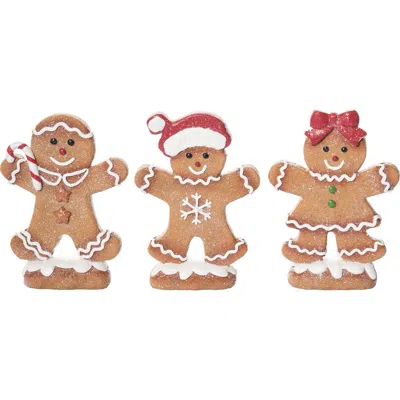 Transpac Gingerbread Cookie Figurine Set Of 3 Christmas Decor In Brown