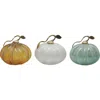 Transpac Glass Amber Mint And White Pumpkin Decorative Objects Set In Multi