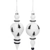 Transpac Glass Black And White Tree Ornament Set Of Two Christmas Decor In White