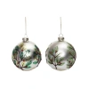 Transpac Glass Christmas Evergreen Ornament Set Of 2 Home Decorations In Multi