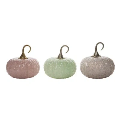 Transpac Glass Multicolored Harvest Elegant Pumpkin Set Of 3
