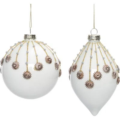 Transpac Glass Ornament Starburst Drip Set Of 2 Christmas Decor In Multi