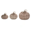 Transpac Glass Pumpkin Set Of 3 Brown Harvest Swirl Decorative Figurines In Brown