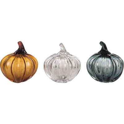Transpac Glass Pumpkin Set Of 3 Decorative Sculptures For Fall Decor In Multi
