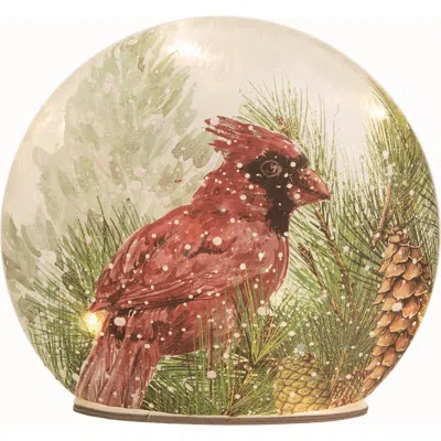 Transpac Glass Red Christmas Light Up Hand Painted Cardinal Decor In Multi