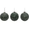 Transpac Glass Rustic Matte Green Ornament Set Of Three Christmas Decor In Green