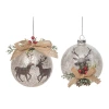 Transpac Glass Rustic Reindeer Ornaments Set Of Two In Multi