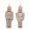 Transpac Glass Silver Nutcracker Ornament Set Of Two Christmas Decor In Silver