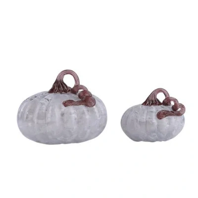 Transpac Glass Smokey Pumpkins Set Of 2 Decoration In Gray