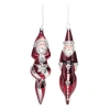 Transpac Glass Tall Decorative Red Santa Ornament Set Of Two Christmas In Red