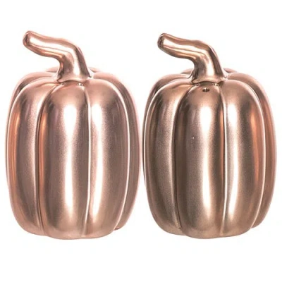 Transpac Gold Harvest Pumpkins Salt And Pepper Shakers In Brown
