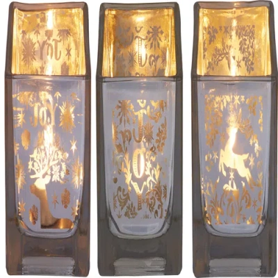 Transpac Gold Square Candle Holder Set Of 3 Elegant Tealight Holders In Multi