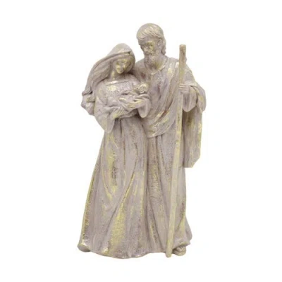 Transpac Gold Standing Holy Family Nativity Scene Figurines Decor In Gray