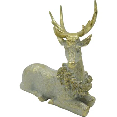 Transpac Golden Reindeer Figurine Christmas Decor Tabletop Holiday Gift