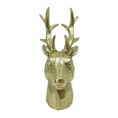 Transpac Golden Reindeer Head Decor Resin Figurine For Christmas