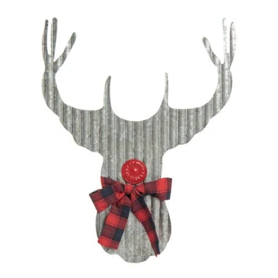 Transpac Gray Metal Corrugated Reindeer Wall Decor With Scarf
