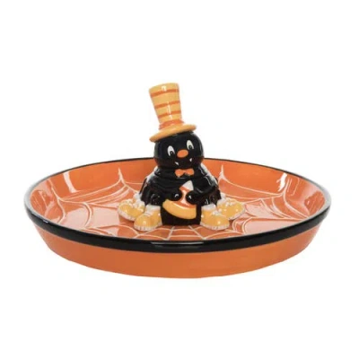 Transpac Halloween Spider Chip And Dip Set In Orange