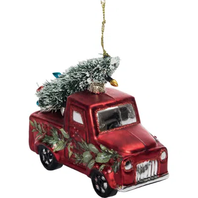 Transpac Holiday Glass Truck Ornament Red Car Tree Decoration Multicolor
