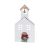 Transpac Holiday Plaid Church Block Decorative Object Red Wood Sculpture In White