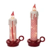 Transpac Holiday Striped Glass Candle Set Of 2 Multicolored Indoor Decor In Red