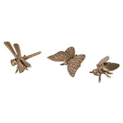 Transpac Iron Decorative Pollinators Set Of 3 Metallic For Spring Home Decor In Brown